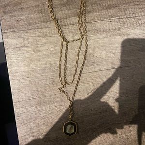 Kendra Scott Vintage Gold with Gold Dusted Obsidian Stone. Triple strand.